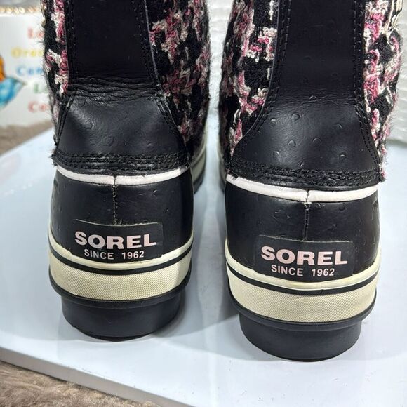 (C) SOREL Tivoli Tweed Winter Snow Boots in Pink and Black Women's size 9 - Picture 5 of 10